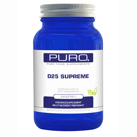 Vitamine D 25 mcg Supreme Supplement van Puro 300 softgels