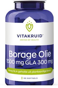 Vitakruid Borage Olie 1500mg GLA 300mg uit plantaardige bron
